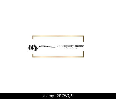 UR Initial Letter handwriting logo hand drawn template vector, logo for beauty, cosmetics, wedding, fashion and business Stock Vector