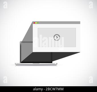 laptop computer video conference call isolated over a white background Stock Photo