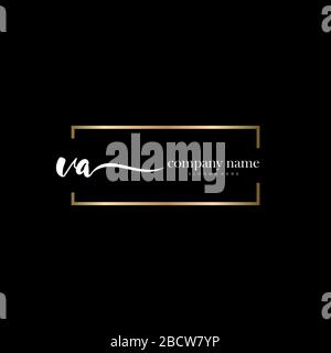 VA Initial Letter handwriting logo hand drawn template vector, logo for beauty, cosmetics, wedding, fashion and business Stock Vector