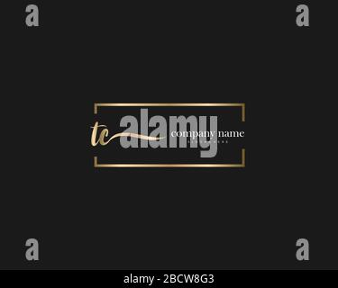 TC Initial Letter handwriting logo hand drawn template vector, logo for beauty, cosmetics, wedding, fashion and business Stock Vector