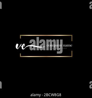 VE Initial Letter handwriting logo hand drawn template vector, logo for beauty, cosmetics, wedding, fashion and business Stock Vector