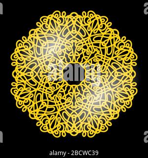 Gold Frame Isolated on White Background. Yellow Metallic Circle. Retro Luxury Stock Vector
