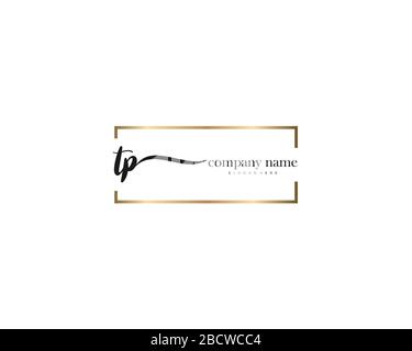TP Initial Letter handwriting logo hand drawn template vector, logo for beauty, cosmetics, wedding, fashion and business Stock Vector