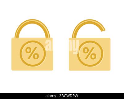 fixed and floating rate icon monetary financial symbol percentage value locked pad Stock Vector
