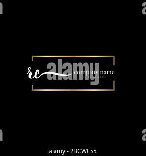 RC Initial Letter handwriting logo hand drawn template vector, logo for beauty, cosmetics, wedding, fashion and business Stock Vector