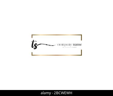 TS Initial Letter handwriting logo hand drawn template vector, logo for beauty, cosmetics, wedding, fashion and business Stock Vector