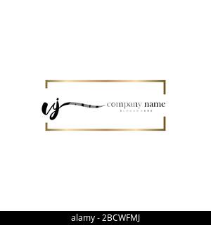 VJ Initial Letter handwriting logo hand drawn template vector, logo for beauty, cosmetics, wedding, fashion and business Stock Vector
