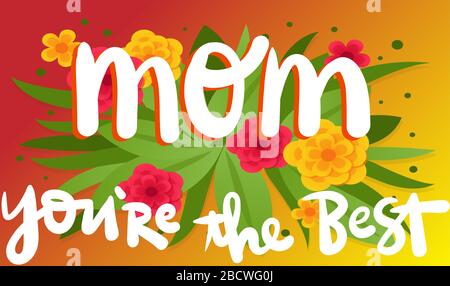 Mother day message on floral leaves background Stock Vector