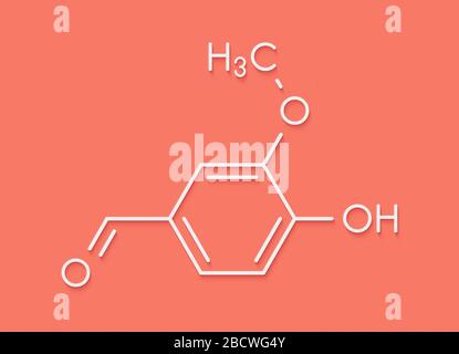 Vanillin vanilla extract molecule. Skeletal formula. Stock Photo