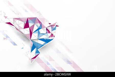 Origami paper bird form lines, triangles and particle style design Stock Vector