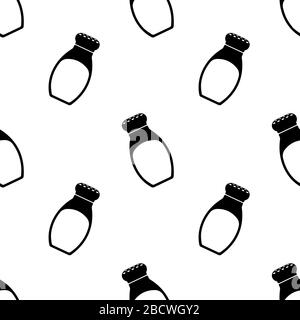 Salt shakers seamless pattern. Spice bottles icons isolated on white background. Vector illustration. Stock Vector