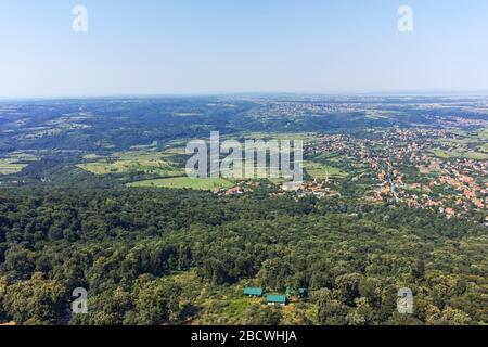 Amazing panorama from Avala Tower near city of Belgrade, Serbia Stock Photo