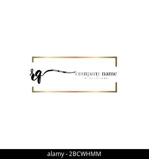 RQ Initial Letter handwriting logo hand drawn template vector, logo for beauty, cosmetics, wedding, fashion and business Stock Vector