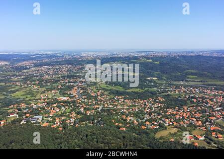 Amazing panorama from Avala Tower near city of Belgrade, Serbia Stock Photo