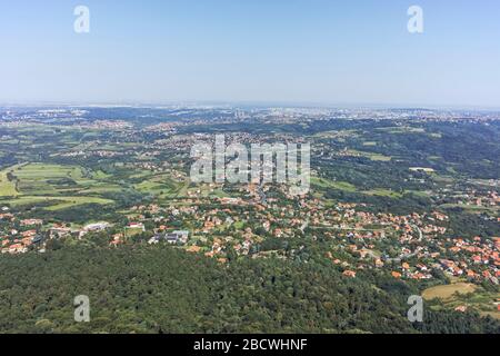 Amazing panorama from Avala Tower near city of Belgrade, Serbia Stock Photo