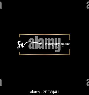SV Initial Letter handwriting logo hand drawn template vector, logo for beauty, cosmetics, wedding, fashion and business Stock Vector