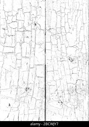 Distress old dry wooden texture. Black and white grunge background. Vector illustration. Stock Vector