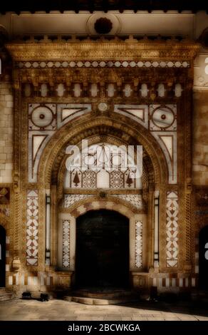 Closeup of doorway of palace entrance in the grand courtyard, Beiteddine Palace, Beiteddine, Lebanon, Middle East, color Stock Photo