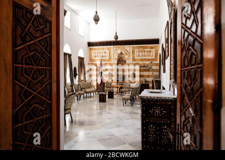 One of several receiving rooms currently in use at Beiteddine Palace, Beiteddine, Mount Lebanon, Lebanon, Middle East, color Stock Photo