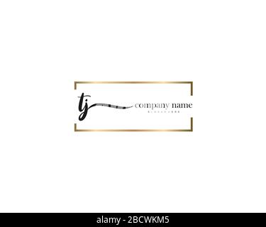 TJ Initial Letter handwriting logo hand drawn template vector, logo for beauty, cosmetics, wedding, fashion and business Stock Vector
