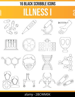 Black icons, or icons on the disease. This icon set is perfect for creative people and designers who need the theme of disease in their graphic design Stock Vector