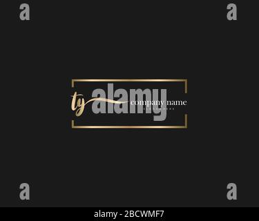 TY Initial Letter handwriting logo hand drawn template vector, logo for beauty, cosmetics, wedding, fashion and business Stock Vector