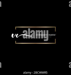 VE Initial Letter handwriting logo hand drawn template vector, logo for beauty, cosmetics, wedding, fashion and business Stock Vector