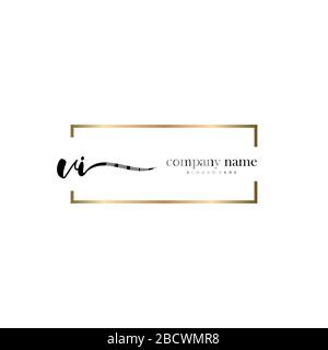 VI Initial Letter handwriting logo hand drawn template vector, logo for beauty, cosmetics, wedding, fashion and business Stock Vector