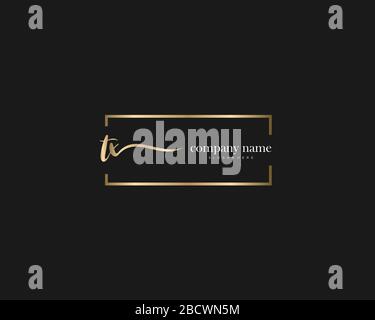 TX Initial Letter handwriting logo hand drawn template vector, logo for beauty, cosmetics, wedding, fashion and business Stock Vector