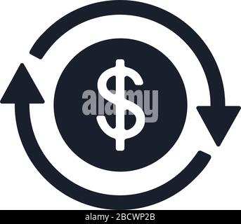 Icon of dollar sign in circle made of arrows. Coin with dollar sign simple on white background. Vector illustration Stock Vector
