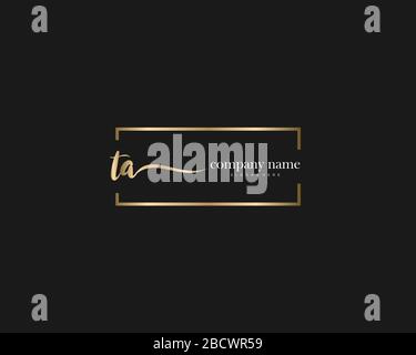 TA Initial Letter handwriting logo hand drawn template vector, logo for beauty, cosmetics, wedding, fashion and business Stock Vector