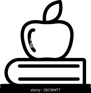 Apple on business book icon, outline style Stock Vector