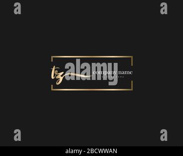 TZ Initial Letter handwriting logo hand drawn template vector, logo for beauty, cosmetics, wedding, fashion and business Stock Vector