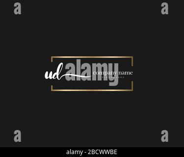 UD Initial Letter handwriting logo hand drawn template vector, logo for beauty, cosmetics, wedding, fashion and business Stock Vector