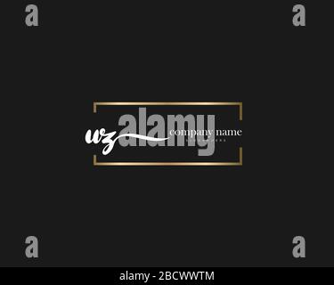 UZ Initial Letter handwriting logo hand drawn template vector, logo for beauty, cosmetics, wedding, fashion and business Stock Vector