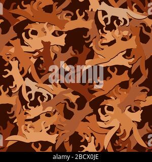 Seamless Fox pattern silhouette on dark background. Vector image Stock Vector