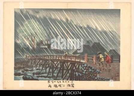 Kobayashi Kiyochika 1847 1915 De Veldkanonnen Van Ons Leger Beschieting Van Kyuren Jo In De Regen 1904 Stock Photo Alamy
