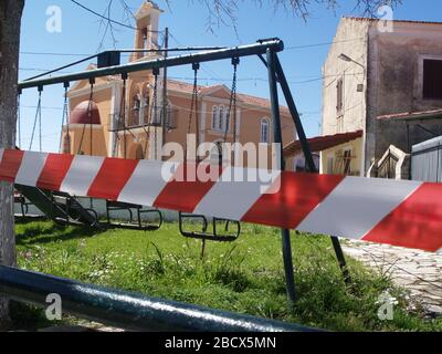 Churches in Greece are ordered to stay closed as the traditional Orthodox Easter celebrations are cancelled due to Coronavirus Stock Photo