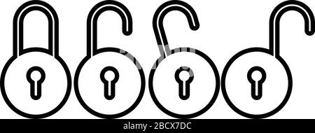 lock and unlock set icon illustration Stock Vector