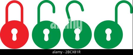 lock and unlock set icon illustration Stock Vector