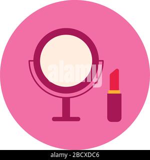 mirror and lipstick makeup block and flat icon Stock Vector