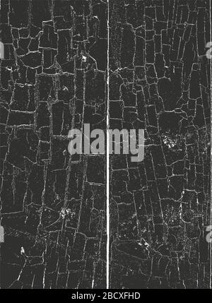 Distress old dry wooden texture. Black and white grunge background. Vector illustration. Stock Vector