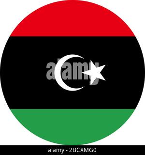 Libya round flag icon vector illustration. Perfect for Sticker, sign, symbol, icon, label, button etc. Stock Vector