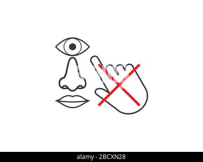 Avoid touching your face. Vector illustration, flat design. Stock Vector