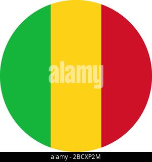 Mali round flag icon vector illustration graphics design. Perfect for Sticker, icon, label, sign, symbol, button etc. Stock Vector