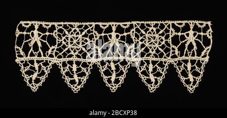 Border. Research in ProgressBorder with geometric pattern of squares showing alternating human shapes and star motif. Edged with triangular pendants. Border Stock Photo