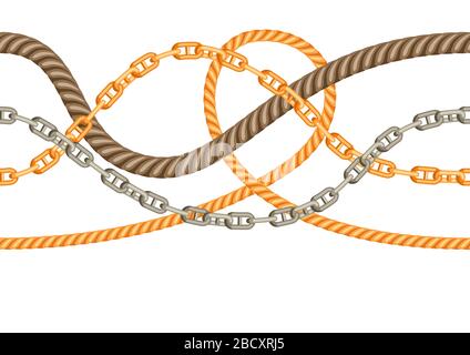 Seamless pattern with old chains and ropes. Stock Vector