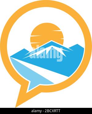 Mountain Bubble chat icon message, Chat fast speech talk chatting communication. Stock Vector