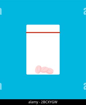 Drug Pills in Zip Lock isolated. vector illustration Stock Vector