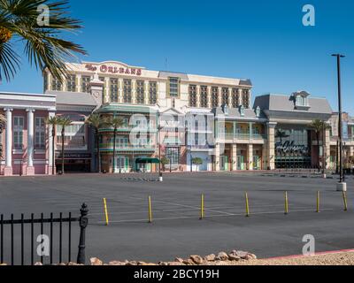 4 April 2020, Las Vegas, Nevada, USA, Empty car parking lot at The Orleans Casino due to Covid-19 shut down Stock Photo